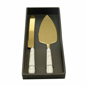 Set Coltello e Paletta Dolci Oro e Bianco