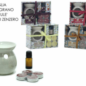 Set Brucia Essenza con 4 T-Light e olio profumato *