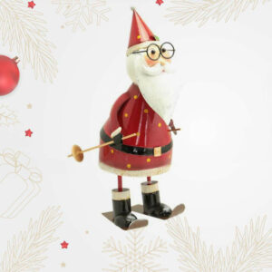 Babbo Natale con sci in metallo 42 cm *