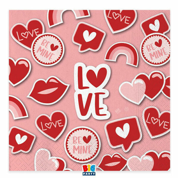 Tovaglioli  33x33 cm Love Stickers 16 pezzi *