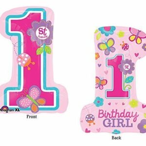 Palloncino Mylar Super Shape Primo Compleanno Rosa 48×71 cm