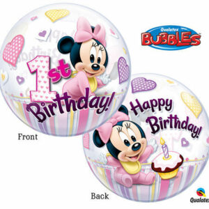 Palloncino Bubbles Baby Minnie 1° Compleanno Ø 56 cm