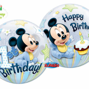 Palloncino Bubbles Baby Mickey 1° Compleanno Ø 56 cm