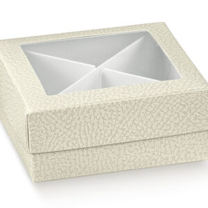 Scatolina Pelle Bianco con Finestra 7x7x4 cm 10 Pz *