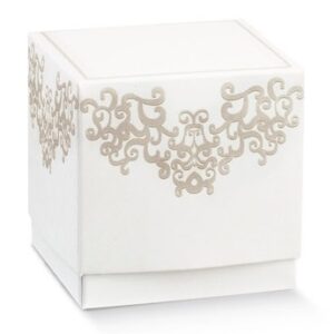 Scatolino in Cartoncino Fleur 9×9 cm altezza 9 cm Chantilly Bianco 10 pz*