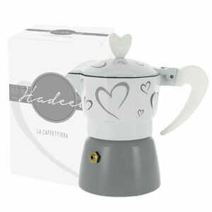 Caffettiera con Cuori Bianco/Grigio 12,5×13 cm *