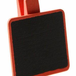 Mollette in Legno Rosso Corallo con Lavagnetta 3×3 cm 6 pz *