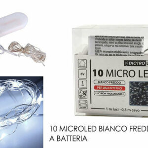 Filo 10 Microled a Batterie Luce Bianco Freddo *