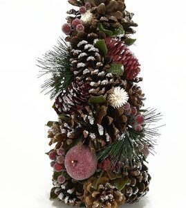 Albero Natalizio Decorato con Pigne e Bacche altezza 35 cm *