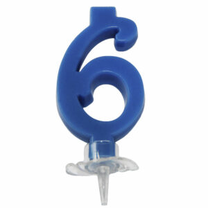 CANDELINA MINI 7 cm BLU numero 6 *