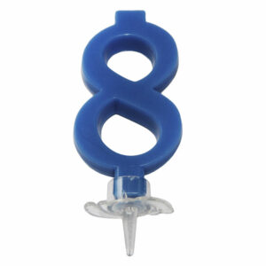 CANDELINA MINI 7 cm BLU numero 8 *