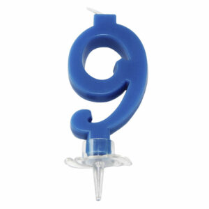 CANDELINA MINI 7 cm BLU numero 9 *