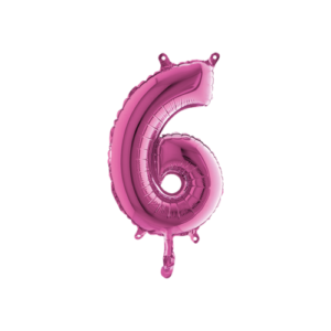 Palloncino Mylar 18 cm Fuxia Numero 6*