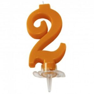 CANDELINA MINI 7 cm ARANCIO FLUO numero 2*