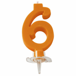 CANDELINA MINI 7 cm ARANCIO FLUO numero 6 *