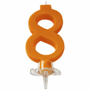 CANDELINA MINI 7 cm ARANCIO FLUO numero 8 *