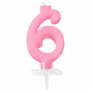 CANDELINA MINI 7 cm ROSA numero 6 *