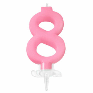 CANDELINA MINI 7 cm ROSA numero 8 *