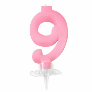 CANDELINA MINI 7 cm ROSA numero 9 *