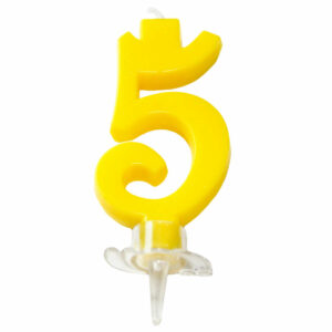 CANDELINA MINI 7 cm GIALLO numero 5 *