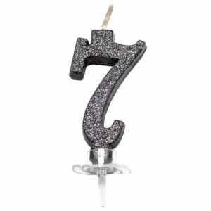 CANDELINA MINI 7 cm NERA GLITTER MAGICHE numero 7 *