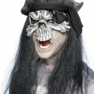 Maschera Horror Pirata Scheletrico con cappello e Capelli*