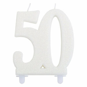 Candelina numero 50 Bianco Glitter 12 cm *