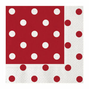 TOVAGLIOLI 33×33 cm POIS ROSSO 20 pz*