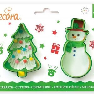 Set 2 Tagliapasta in plastica Albero di Natale e Pupazzo di Neve *