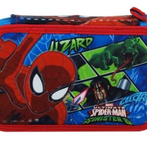 Astuccio a 3 Scomparti Spiderman con Accessori