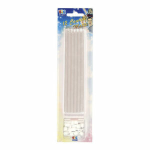 Candela Matita Bianco 15 cm con supporto 12 pezzi*