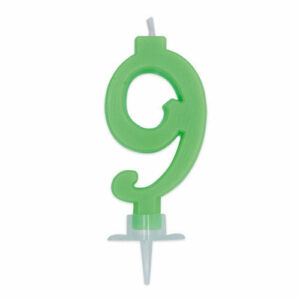 Candelina Italic Numero 9 Verde Fluo 7 cm *