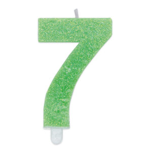 Candela Numero 7 Verde Glitter*