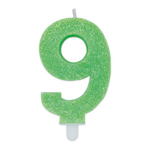 Candela Numero 9 Verde Glitter*