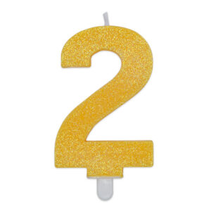 Candela Numero 2 Giallo Glitter*