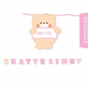 Kit Scritta maxi Battesimo Teddy Rosa 6 mt*