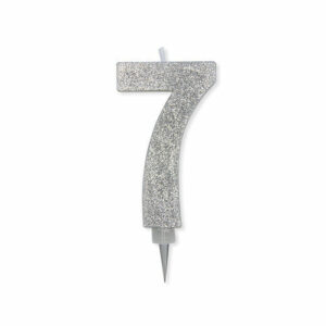 Candela Maxi Numero 7 Argento Glitter 15 cm*