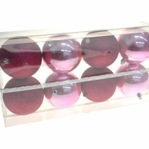 Box 8 Palline di Natale Fucsia Perlato/Glitter 10 cm