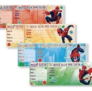 Biglietti Invito Spider-Man ad assegno 21×7 cm 15 pz colori assortiti *