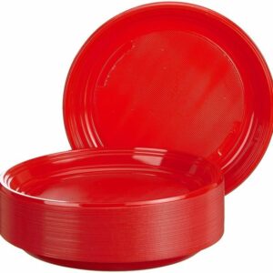 Piatti Fondi in plastica 21 cm Rossi 40 pz*