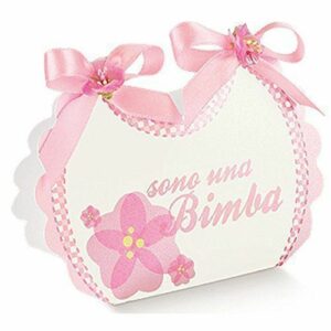 Scatola Porta Confetti Bavaglino Rosa 25 pz