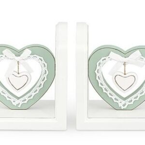 Set 2 Fermalibri Cuore Salvia altezza 16 cm *