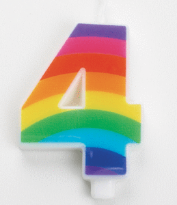 Candela 9,5 cm Scintillante Numero 4 Rainbow *