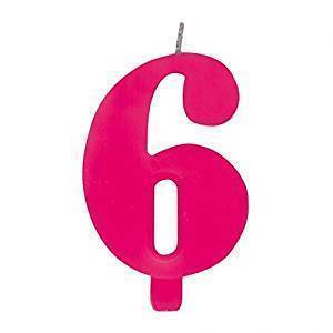 Candela 9,5 cm Scintillante Numero 6 Fucsia*