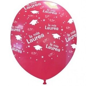 Palloncini in lattice 5″ 13 cm Rossi con stampa Laurea 100 pz*