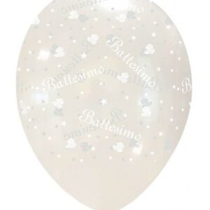 Palloncino in Lattice 12” 30 cm Trasparente con stampa Battesimo 100 pz *