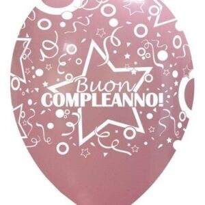 Palloncini in Lattice 12” 30 cm Rosa con Stampa Compleanno 100 pz *