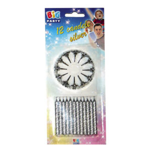 CANDELA ARGENTO con SUPPORTO 12 pz *