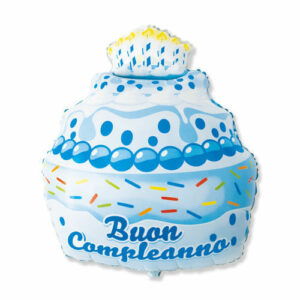 Palloncino Mylar 60 x 74 cm Buon Compleanno Cake Celeste *