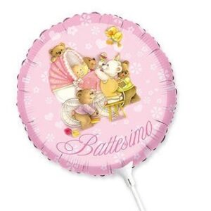 PALLONCINO MYLAR BATTESIMO ROSA 25 cm*